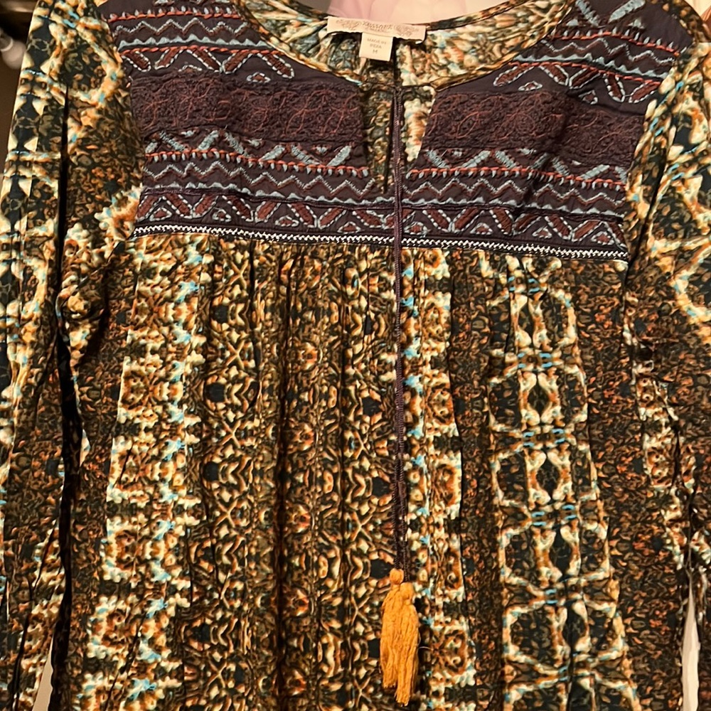 LIKE NEW GORGEOUS EXOTIC WOMEN VINTAGE AMERICA BLOUSE PEASANT FESTIVAL TOP SZ M